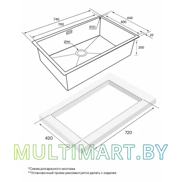 Кухонная мойка Paulmark Next 74 UNI PM217444-BG (брашированное золото) картинка 3